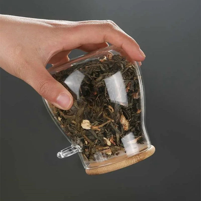 Glazen luchtdichte opbergpotten met bamboo deksels - bij Leafly Living