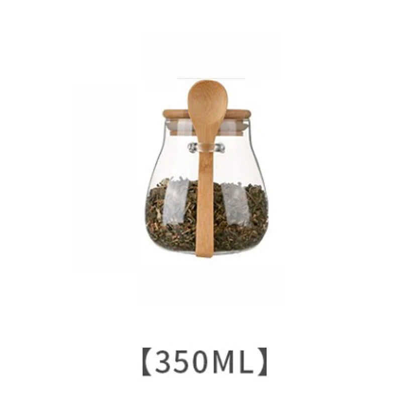 Glazen luchtdichte opbergpotten met bamboo deksels - bij Leafly Living