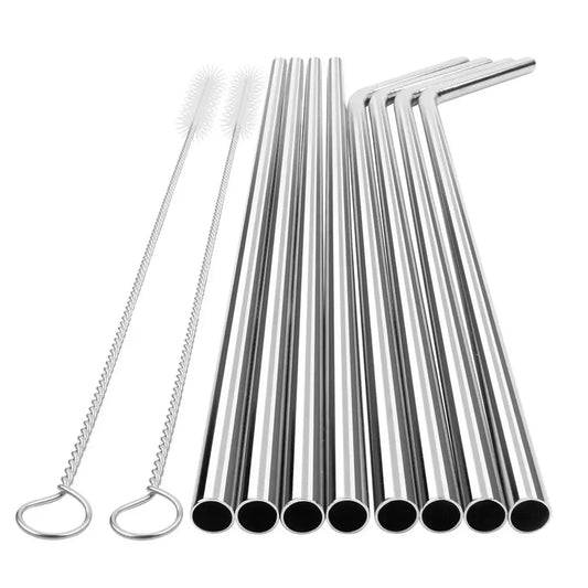 Herbruikbare RVS metalen rietjes met schoonmaak borsteltje