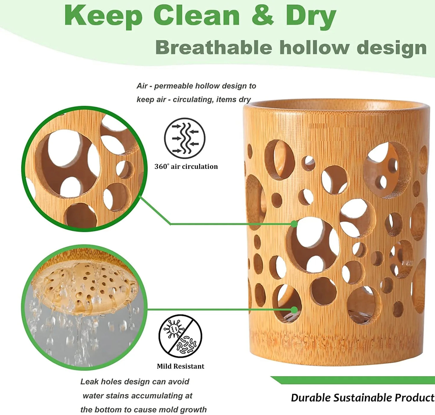 Bamboe tandenborstel houder - bij Leafly Living
