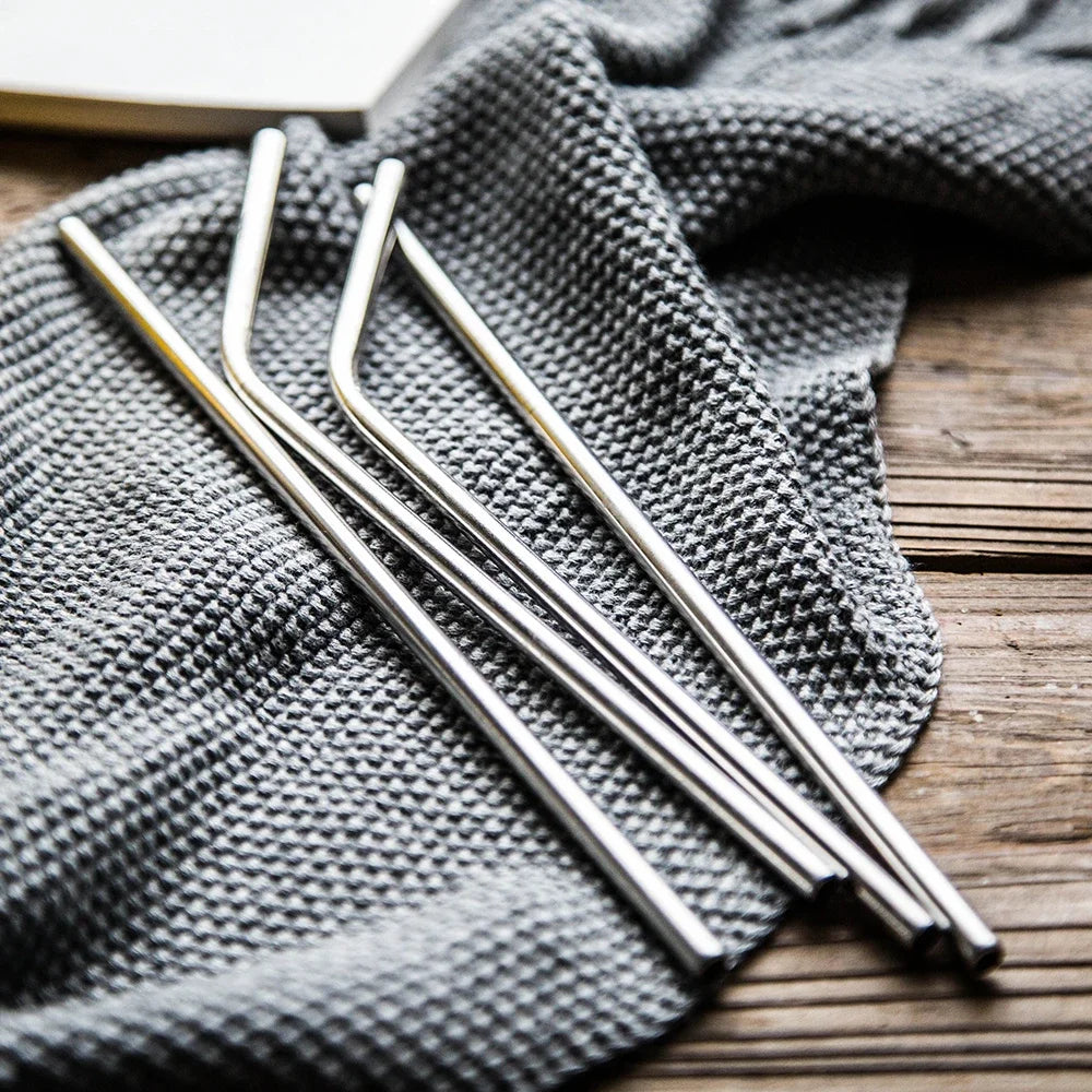 Herbruikbare RVS metalen rietjes met schoonmaak borsteltje